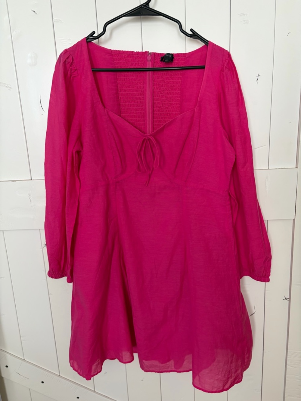 J. Crew Hot Pink Scoop-Neck Tie-Front Tunic